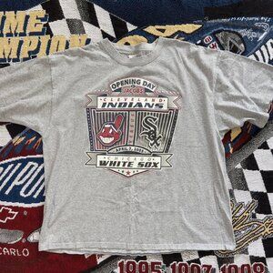 Vintage 2003 Cleveland Indians Chicago White Sox Opening Day Shirt Size 2XL MLB